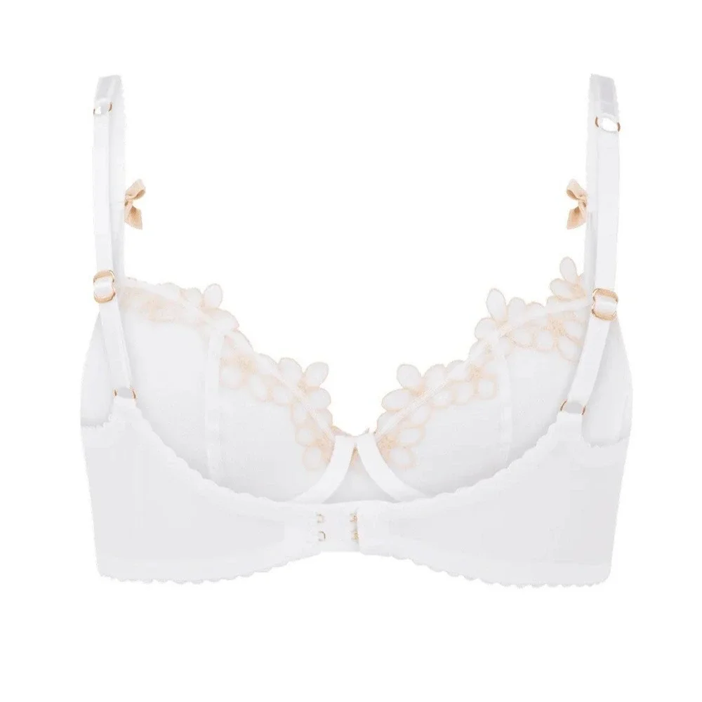 Agent Provocateur Maybelle Balconette Bra Sz 32B White Peach Floral